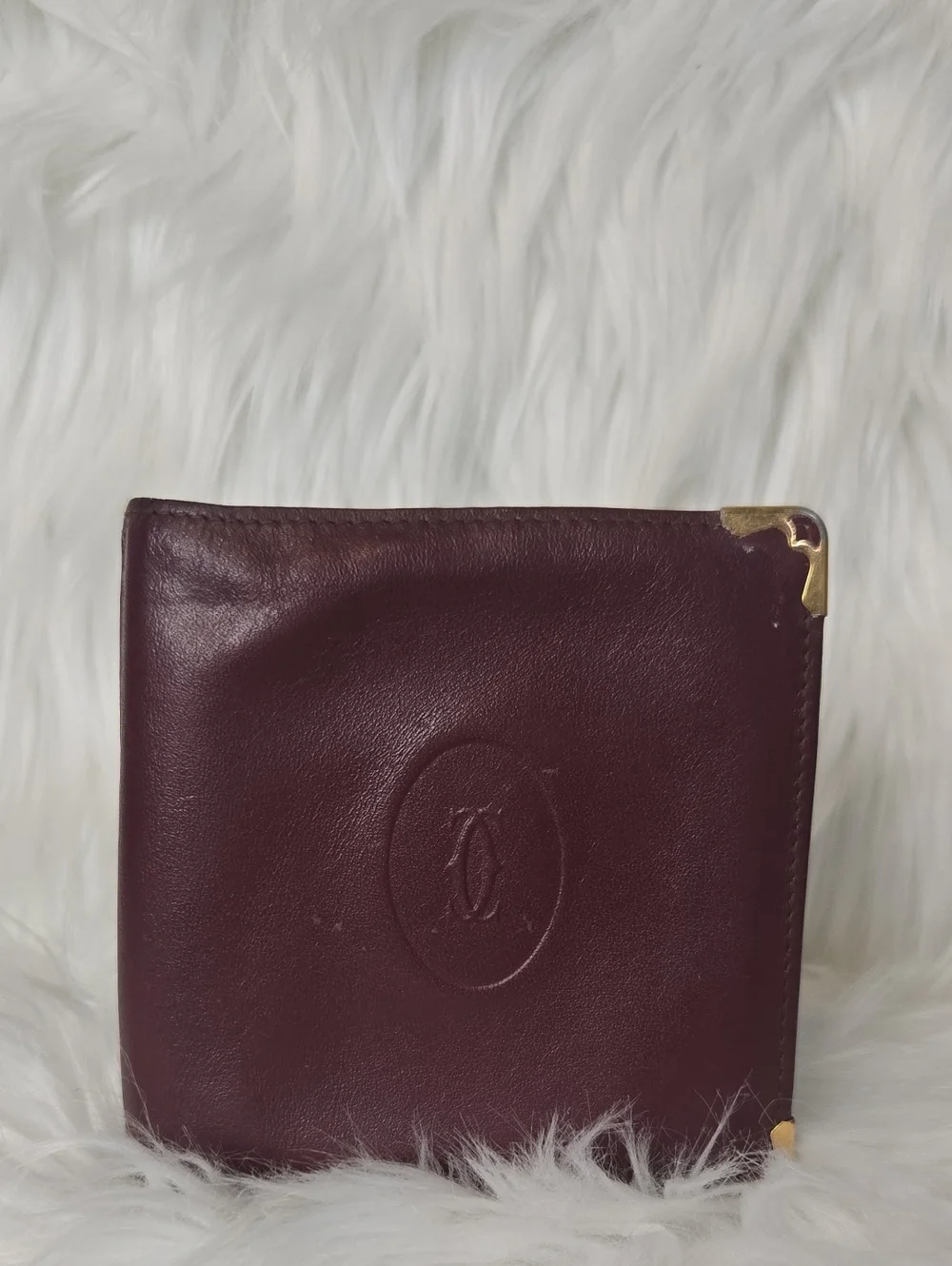 Cartier Vintage Burgundy Bi-fold Wallet With Coin Pocket